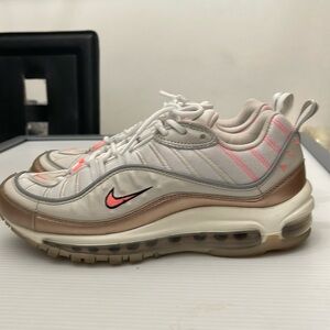 NIKE AIR MAX 98 WHITE OREWOOD RUNNING SNEAKERS WOMENS SIZE 8.5